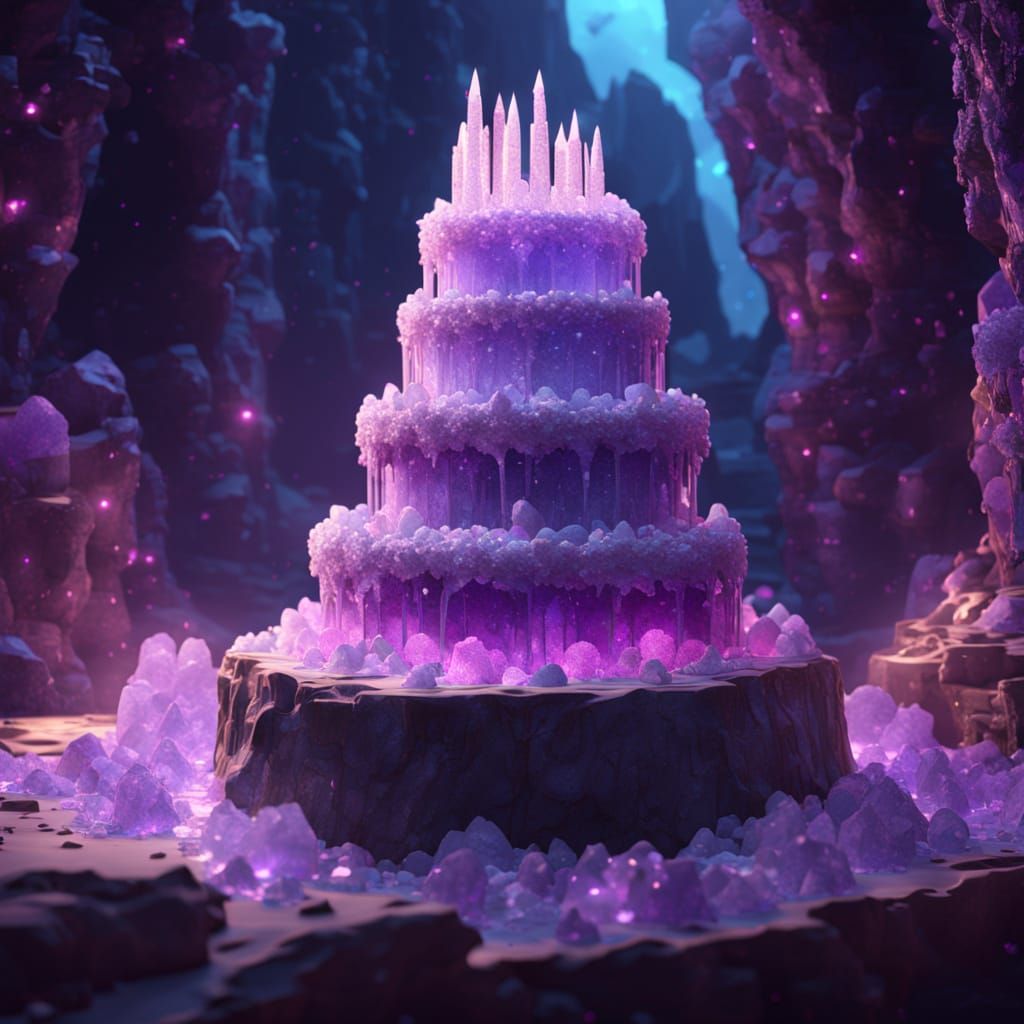 Amethyst Geode Cake in Crystal Cave Digital Art