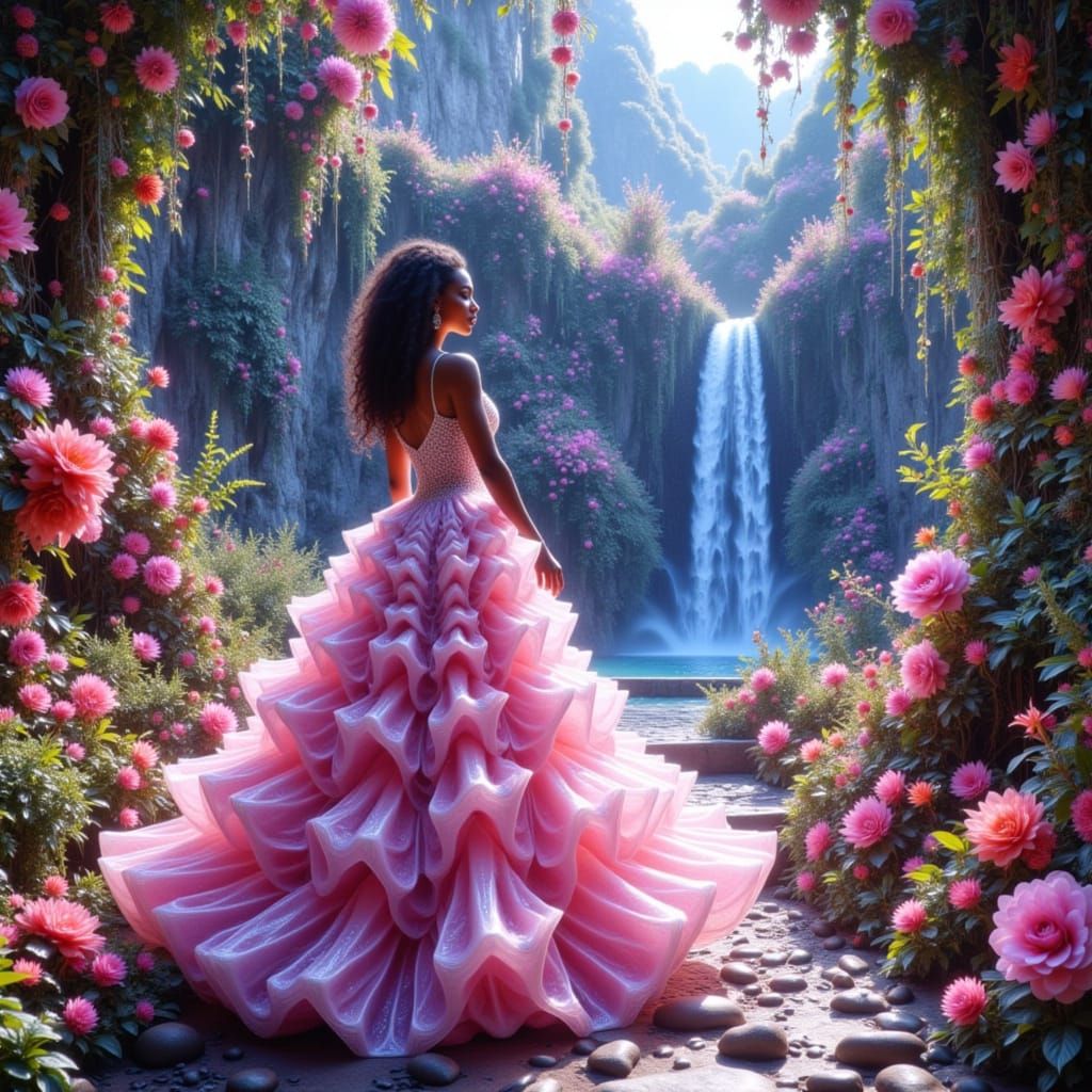 Ethereal Jungle Goddess in Vibrant Crystal Realm