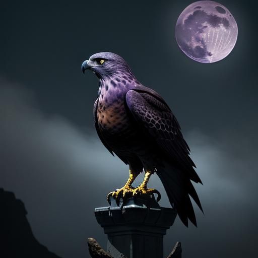 Hawk in Sci-Fi Landscape: Studio Ghibli Style