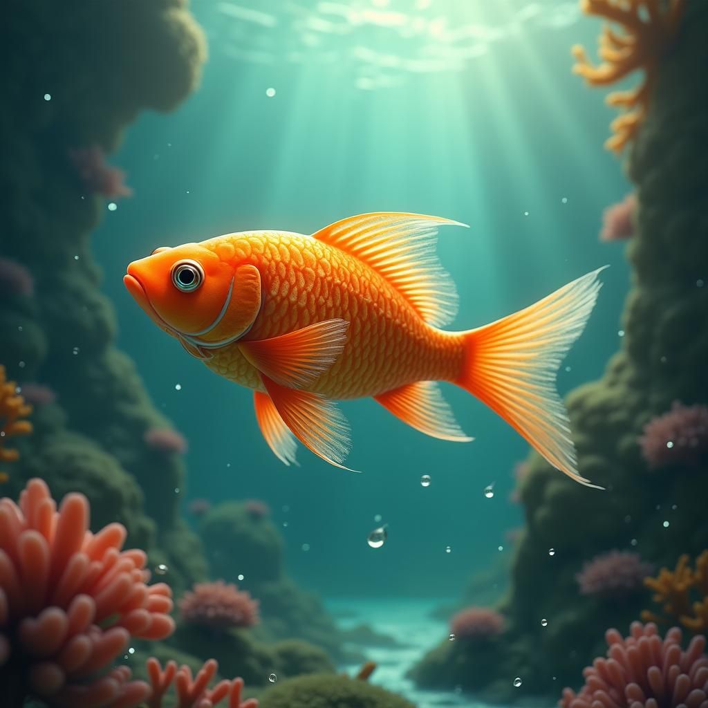 Orange Fish in Mystical Aquatic Realm