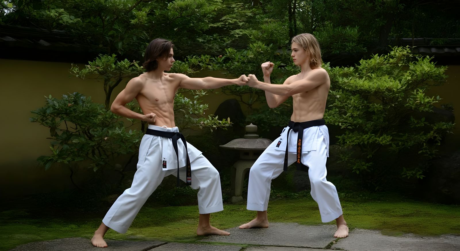 Karate Training in Japanese Garden