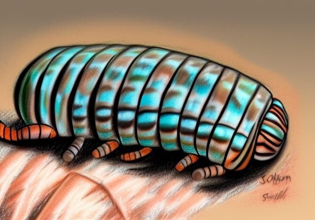 Giant Pill Millipede in Pastel Sketch Style