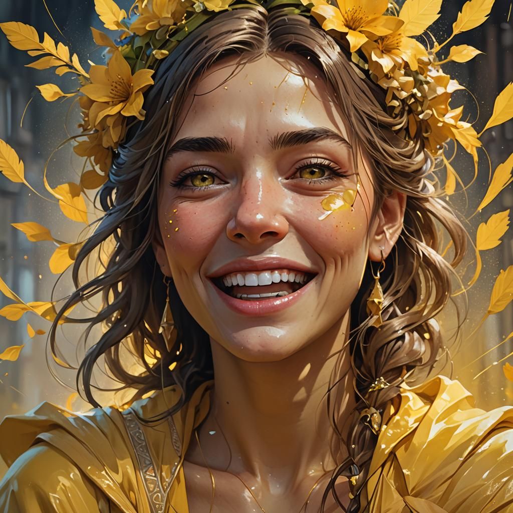 Woman's Joyful Tears: Hyperdetailed Digital Portrait