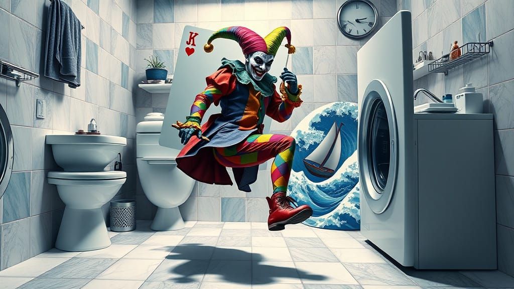 Hyper-Realistic Joker Card Portal to a Vibrant Jester