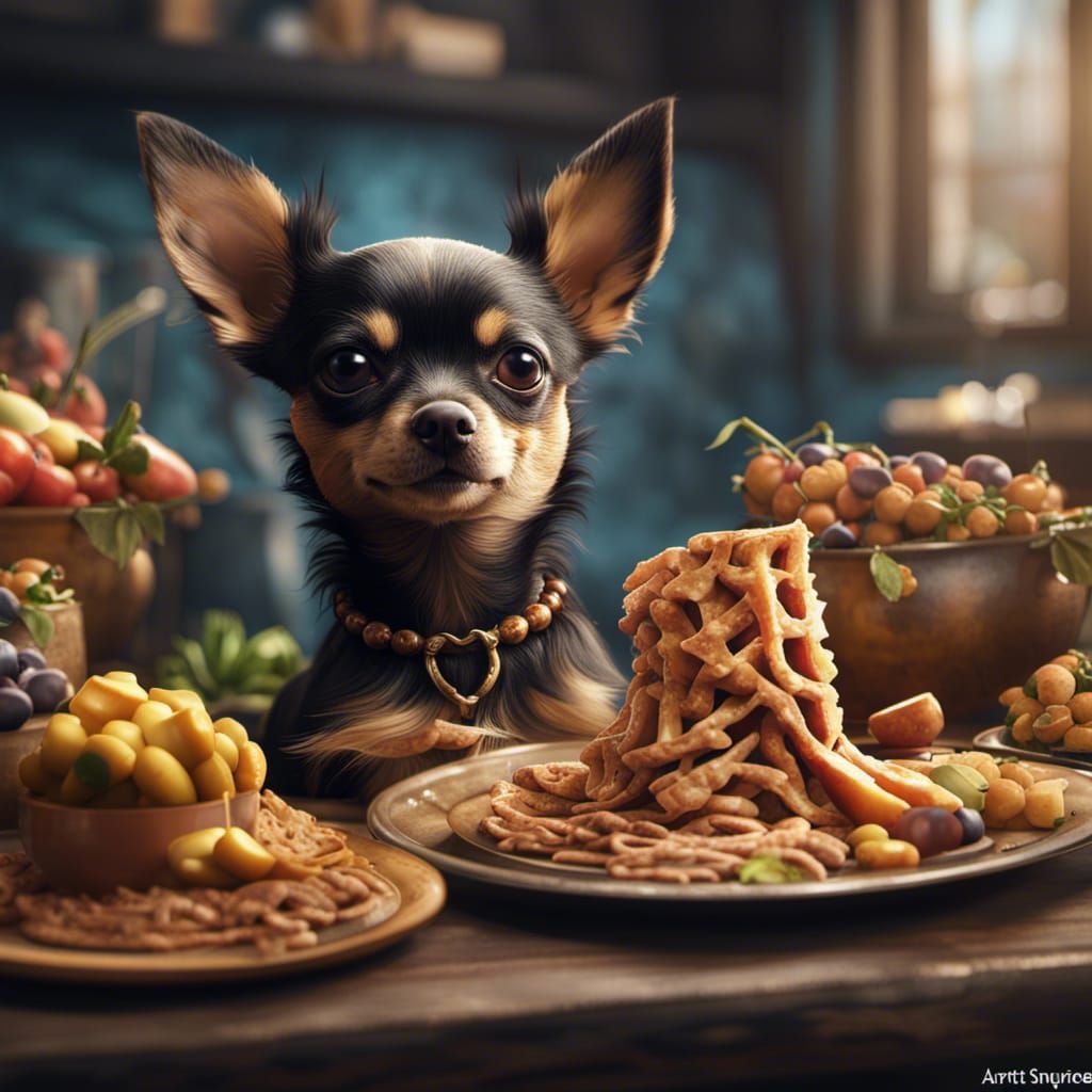 Black Tan Chihuahua Pedigree Food: Detailed Matte Painting
