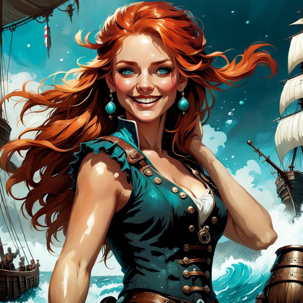 Beautiful Pirate Tavern Girl Fantasy Digital Art