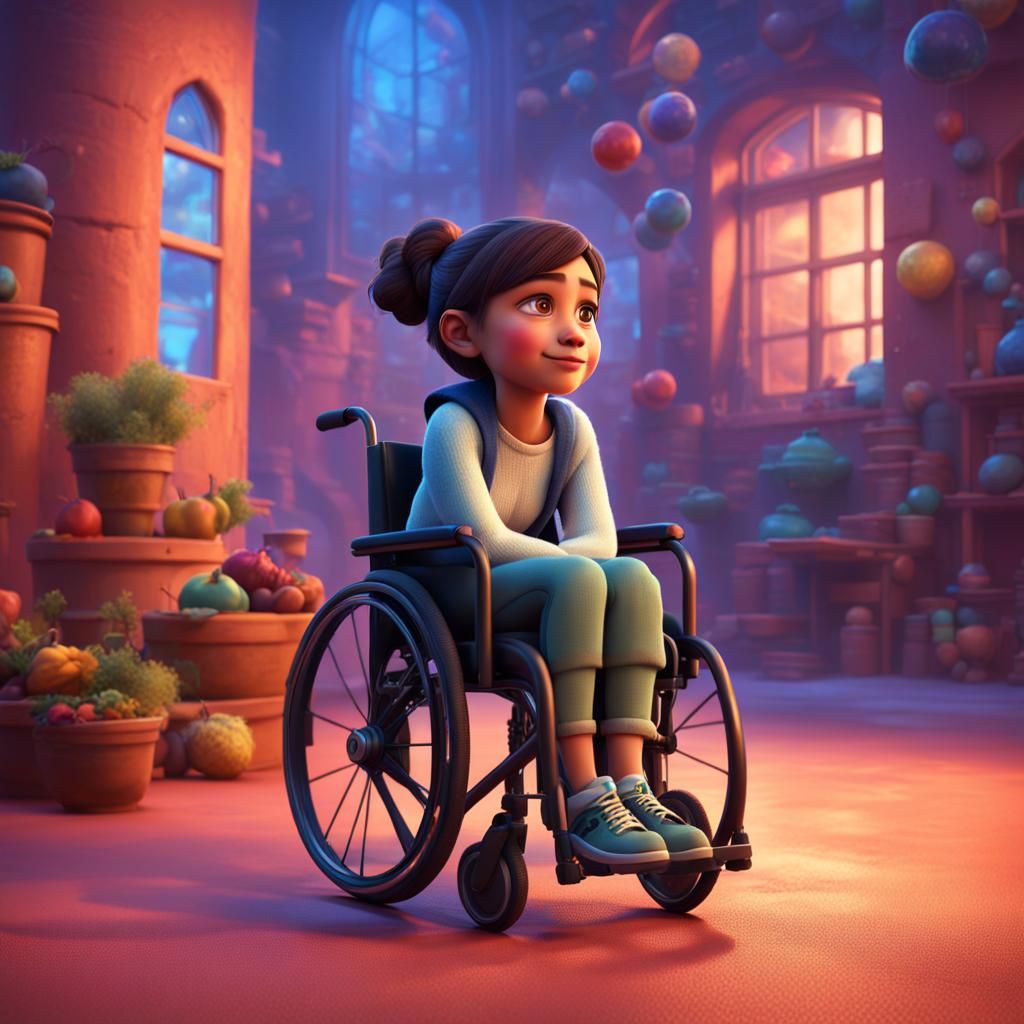 Hopeful Handicap Girl: 3D Digital Art