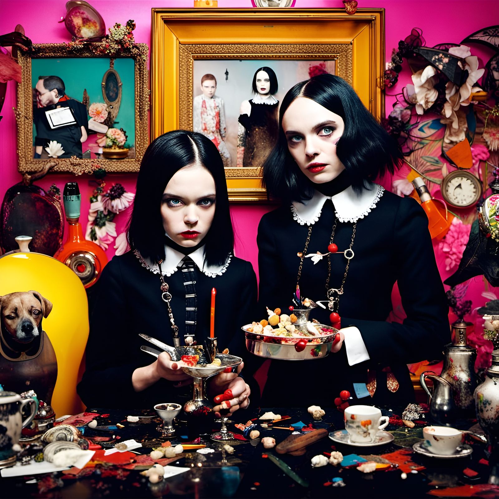 Wednesday Addams Portrait with Helping Hand