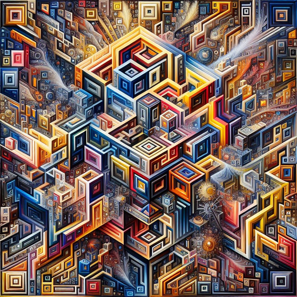 3D Optical Illusion Painting with Geometric Shapes