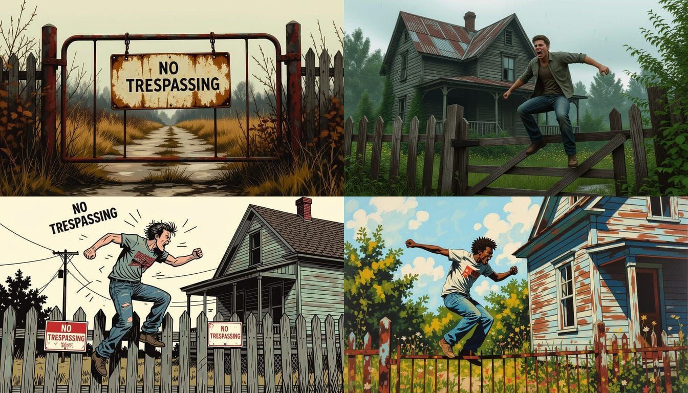 Rustic No Trespassing Sign on Weathered Fence