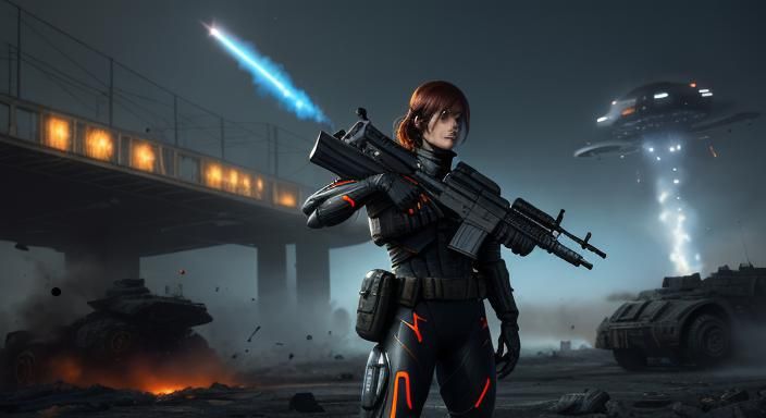 Sci-Fi Battlefield: Sergeant Jamie in Cyberpunk Style