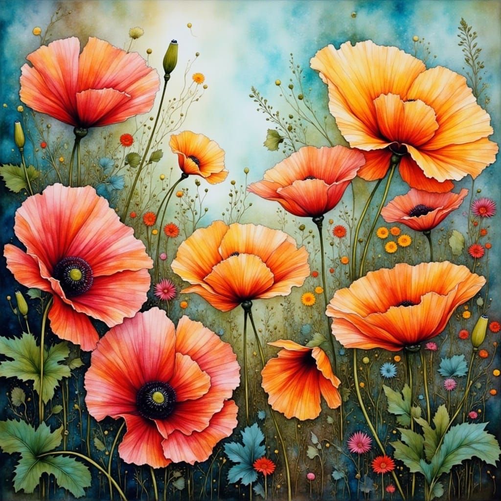 Beautiful Poppies <lora:Happy Jambalaya:1.0>