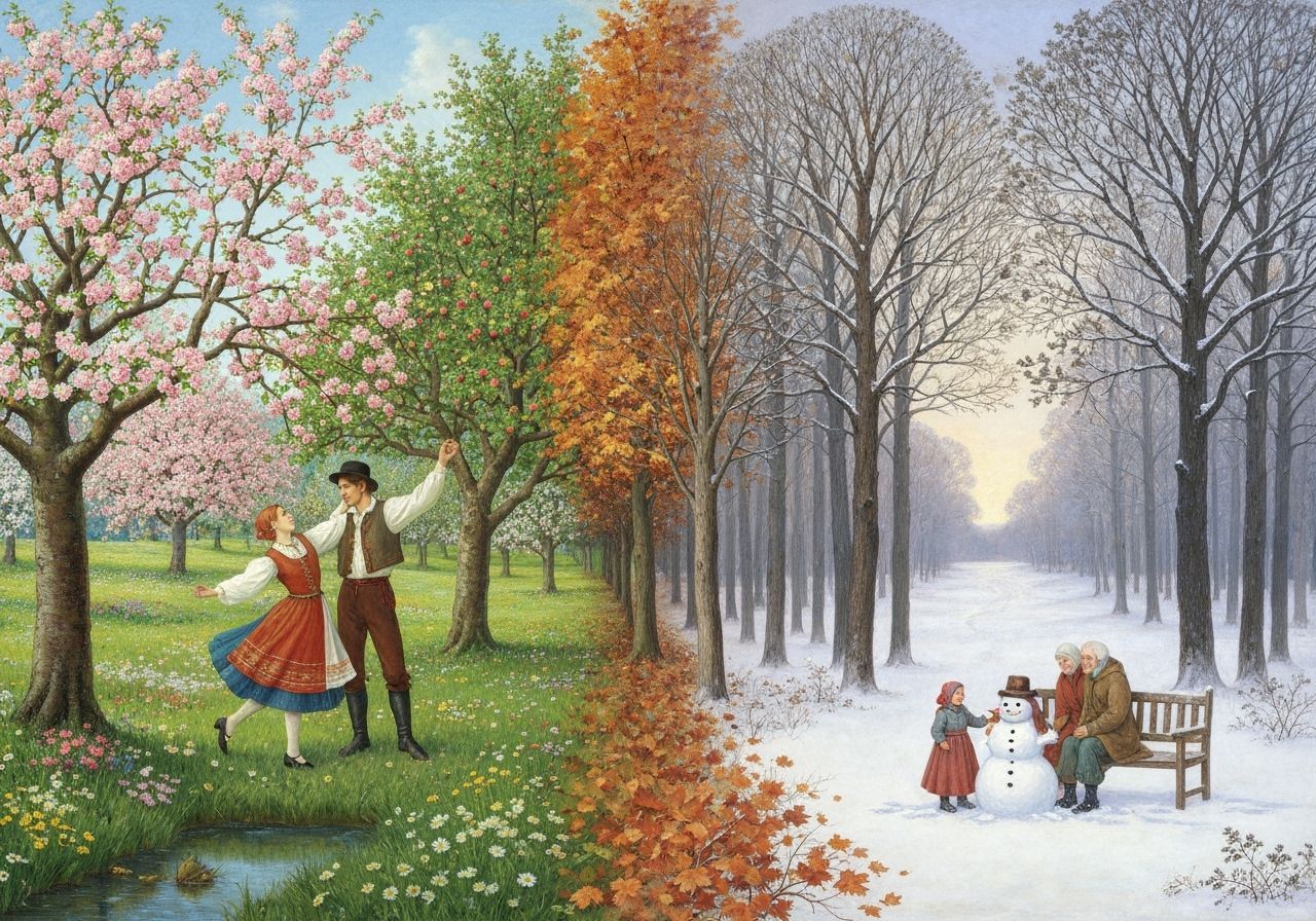 Pre-Raphaelite Seasons of Life Painting