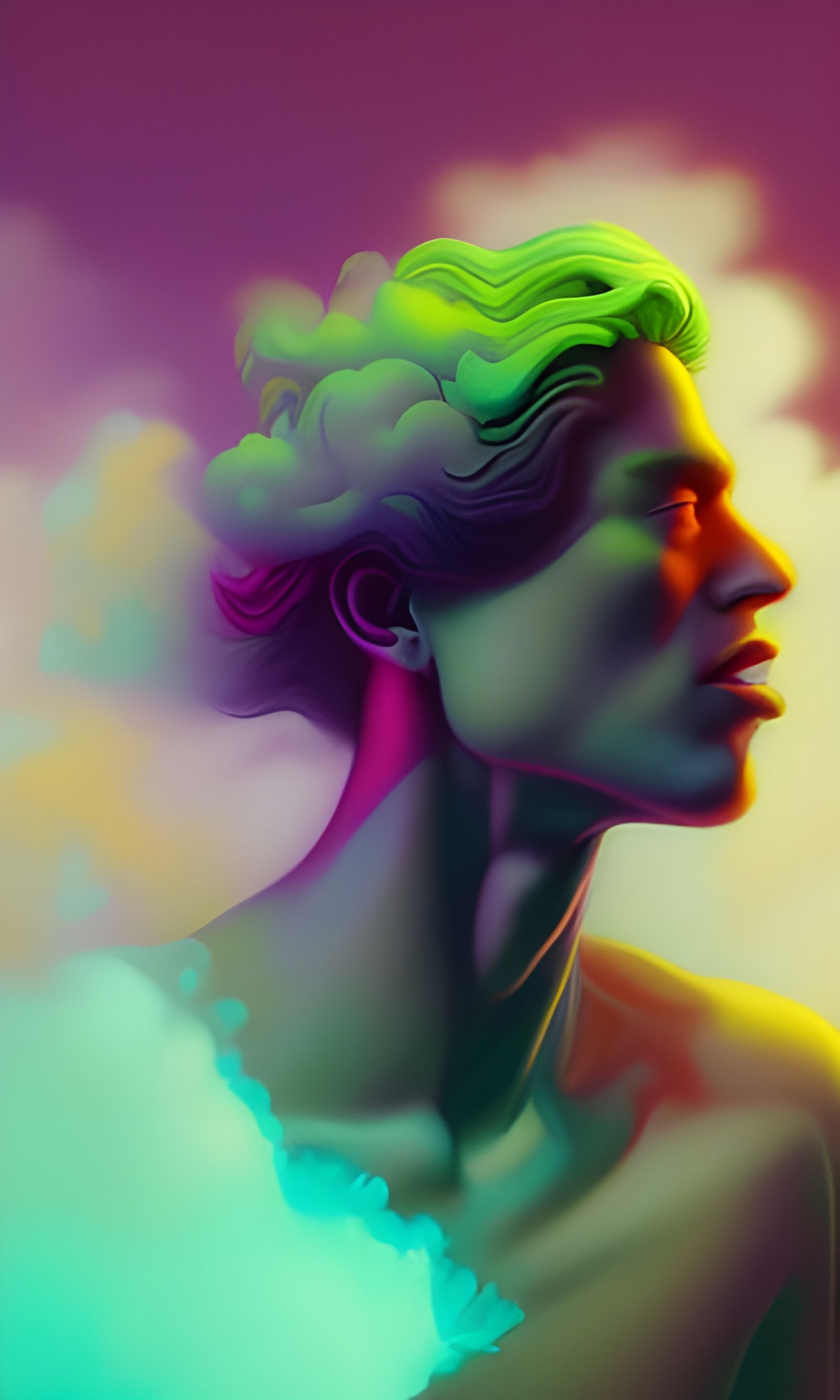 Luminescent Man in Surreal Digital Illustration