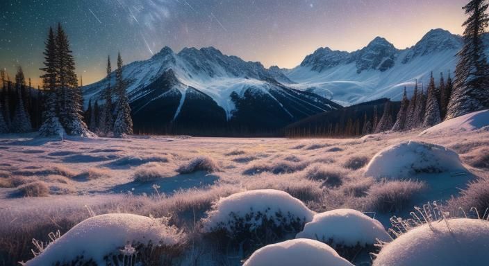 Winter Meadow Star Trails in Astrophotography Time Lapse