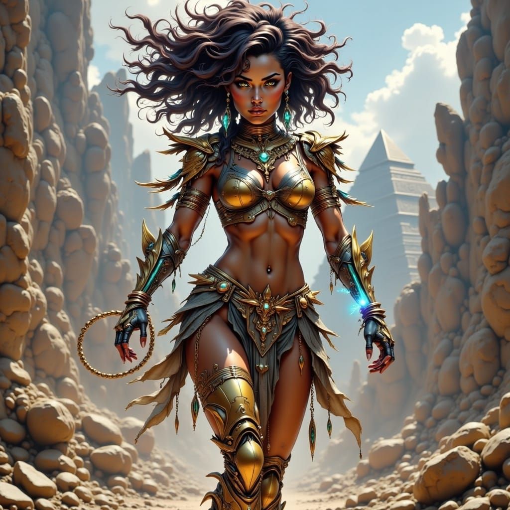 Fierce Aztec Goddess Unleashes Fury in Pin-up Style