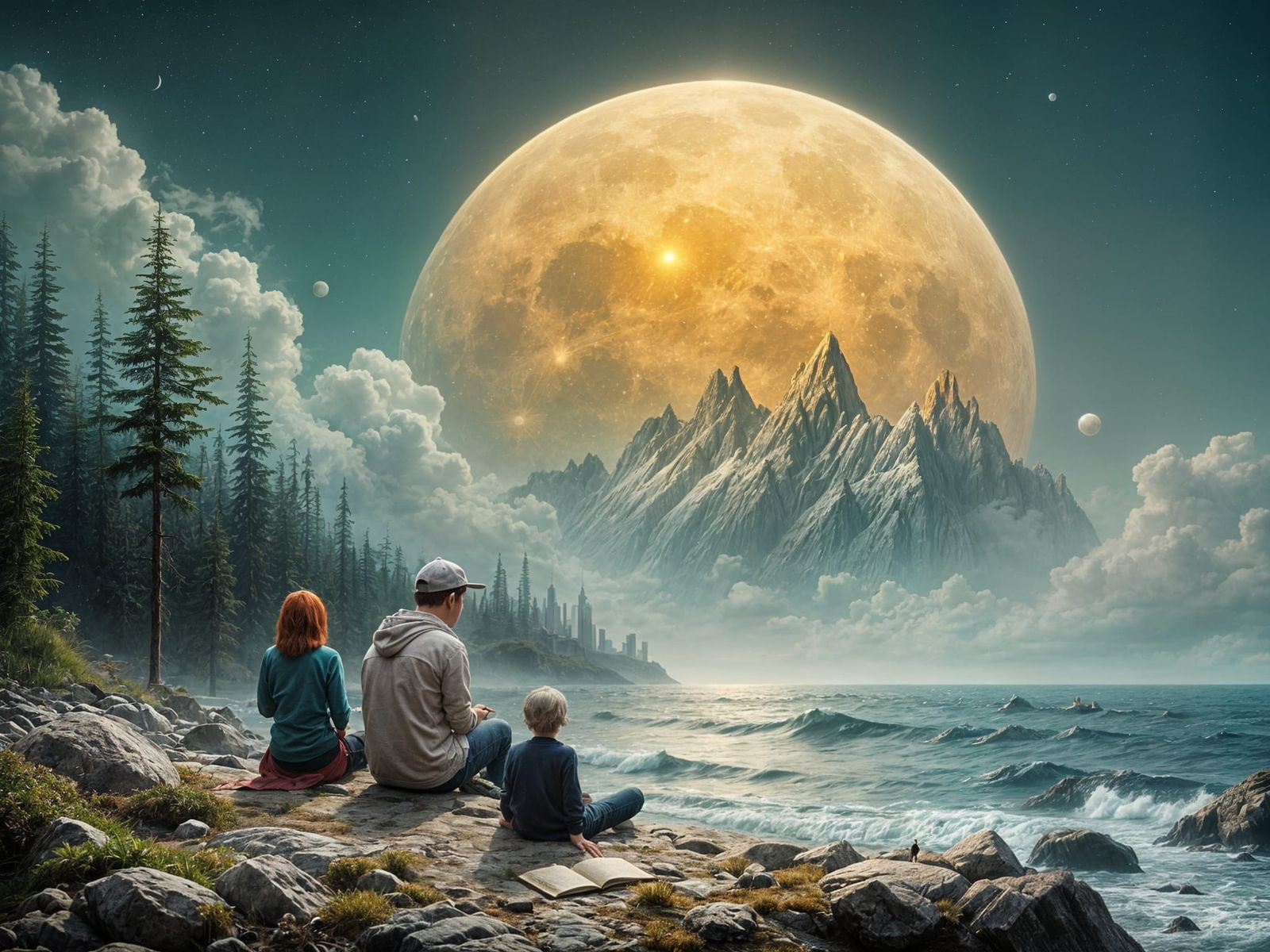 People Watch City Moon, Dreamy Enchantment