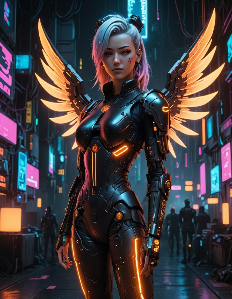 Angel in Lava Suit with Moon and Stars Bokeh