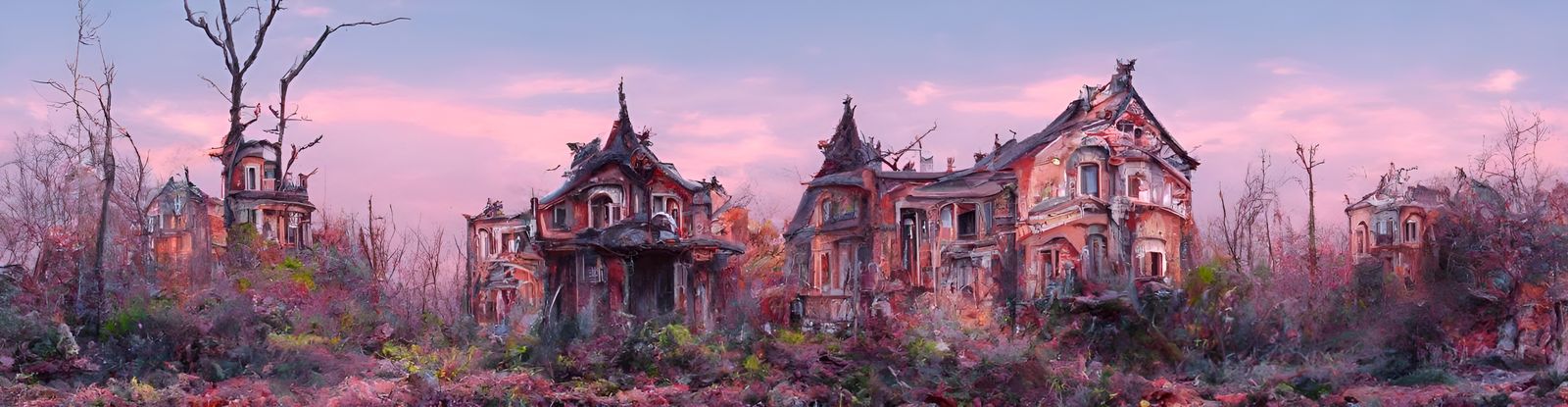 Post-Apocalyptic Victorian Manor at Sunset