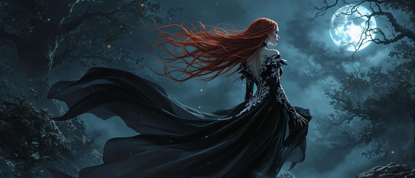 Gothic Sorceress in Enchanted Forest