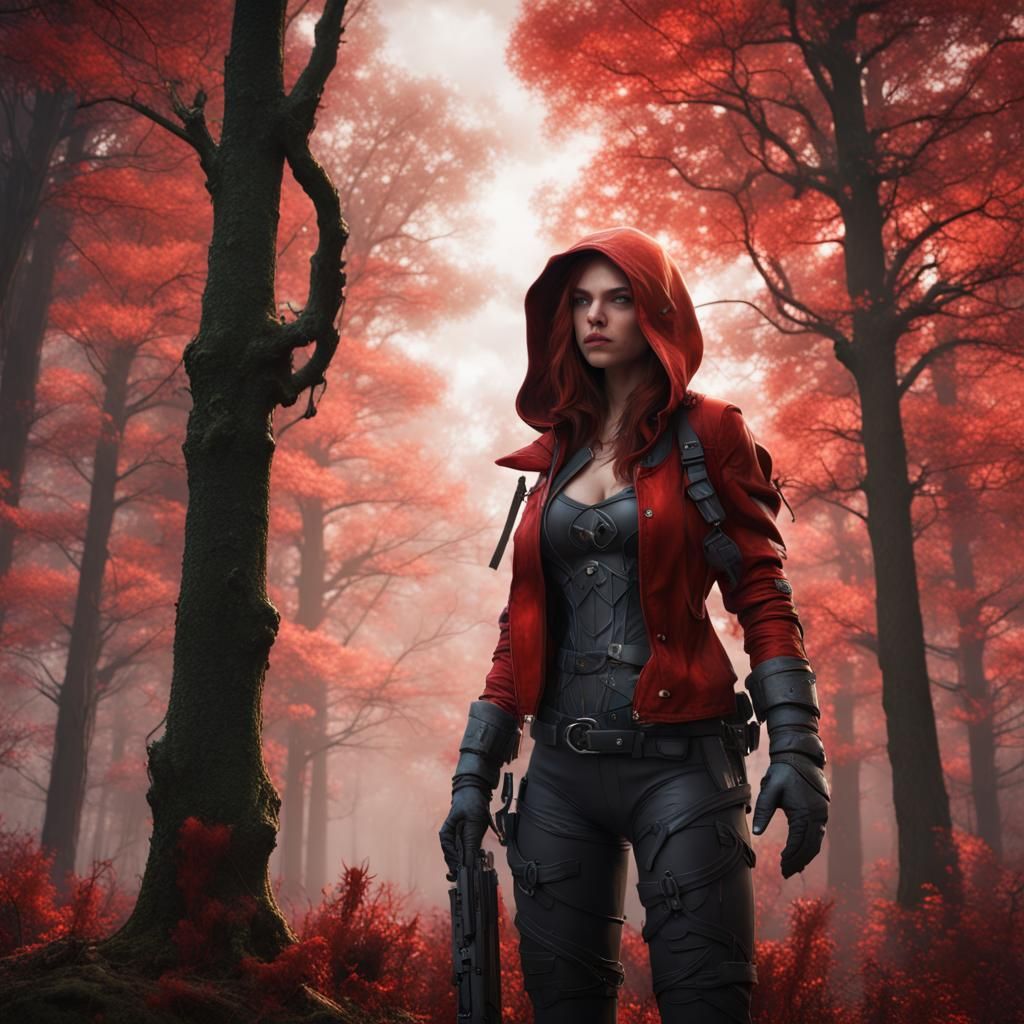 Red Hood Girl in Forest Concept Art