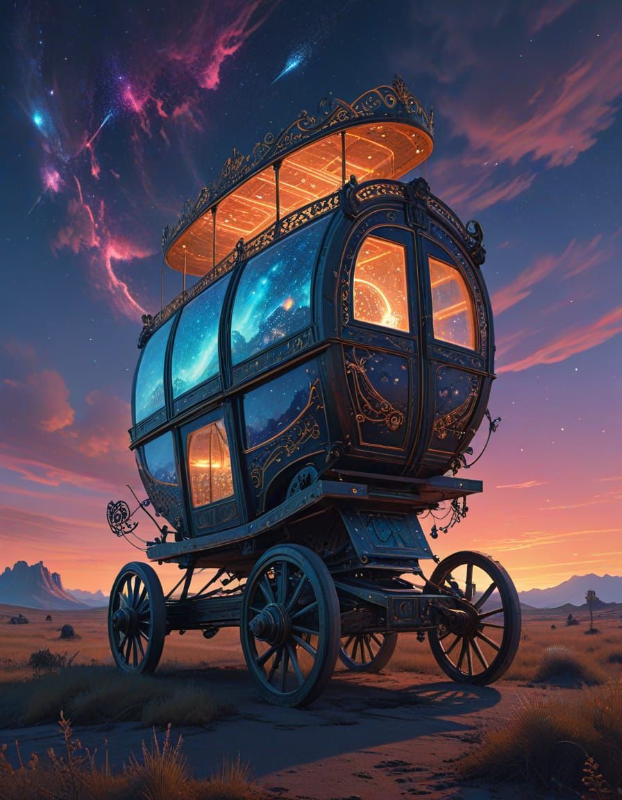 Celestial Cart in Dreamy, Surreal Style