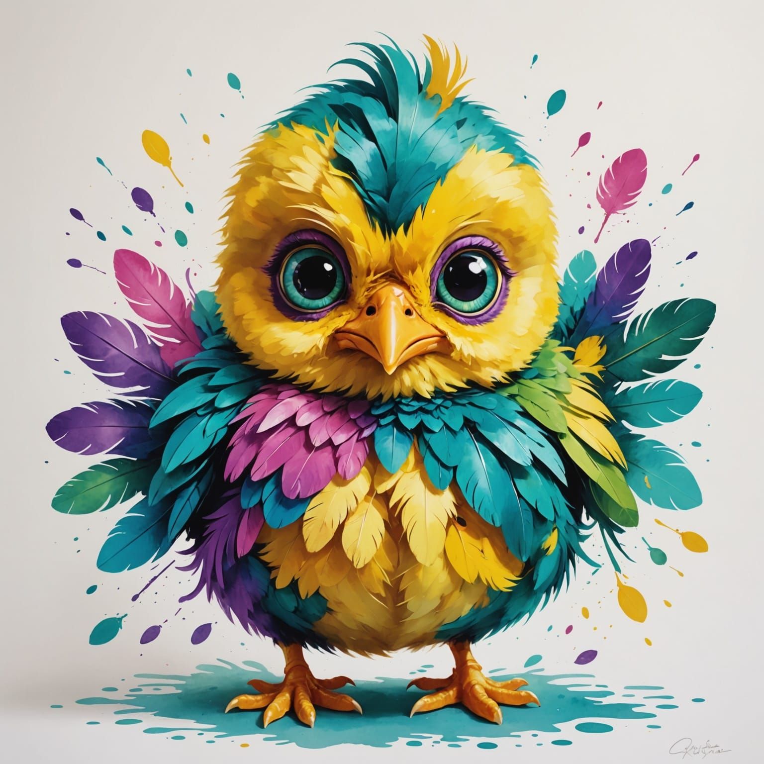 Vibrant Chick in Whimsical Plumage