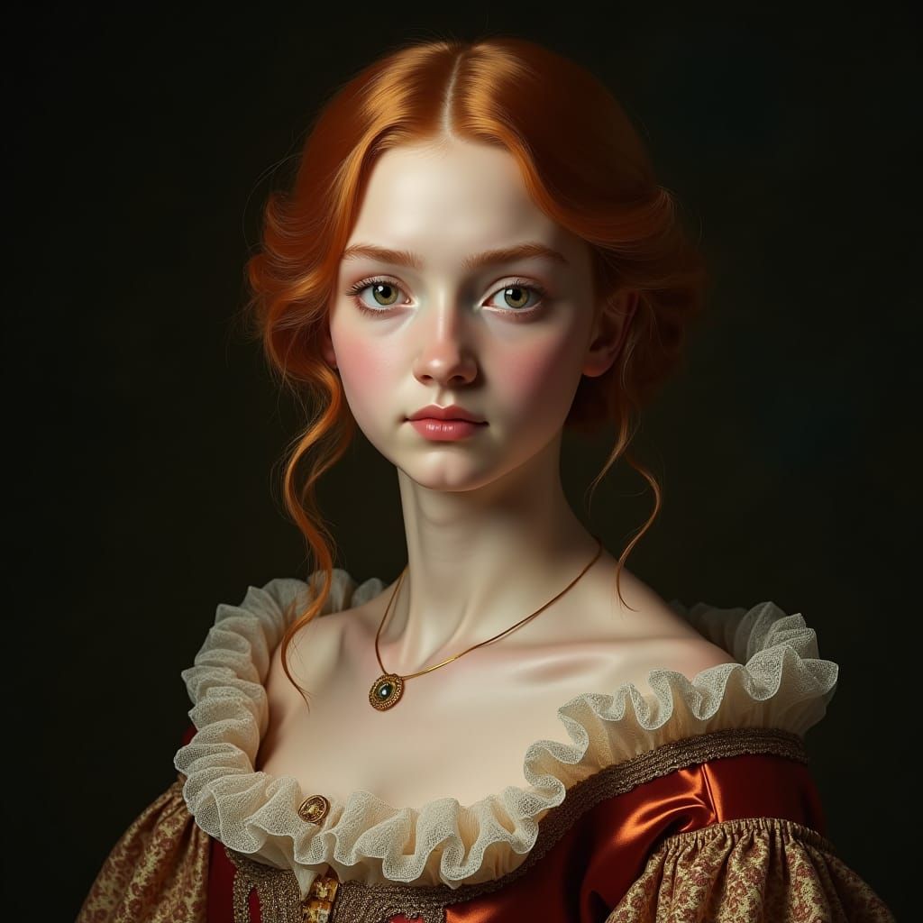 Renaissance Girl Portrait in Baroque Style
