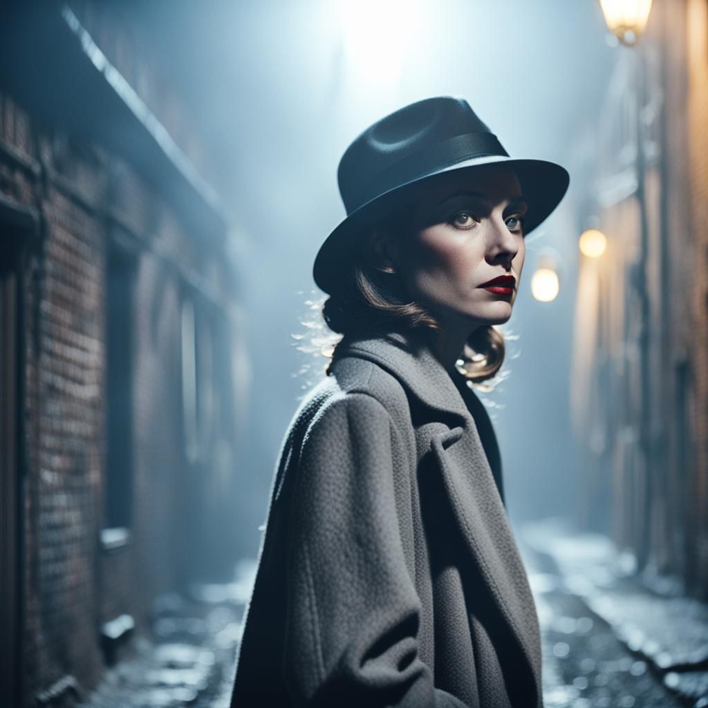 Film Noir Portrait of Woman in Fedora