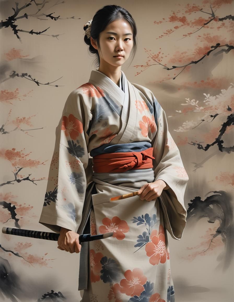 Aikido Master in Sumi-e Ink Wash Painting