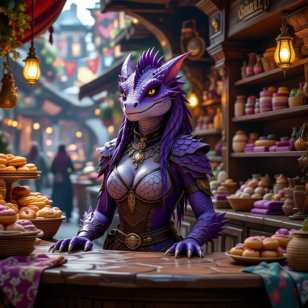 Argonian Baker in Fantastical City