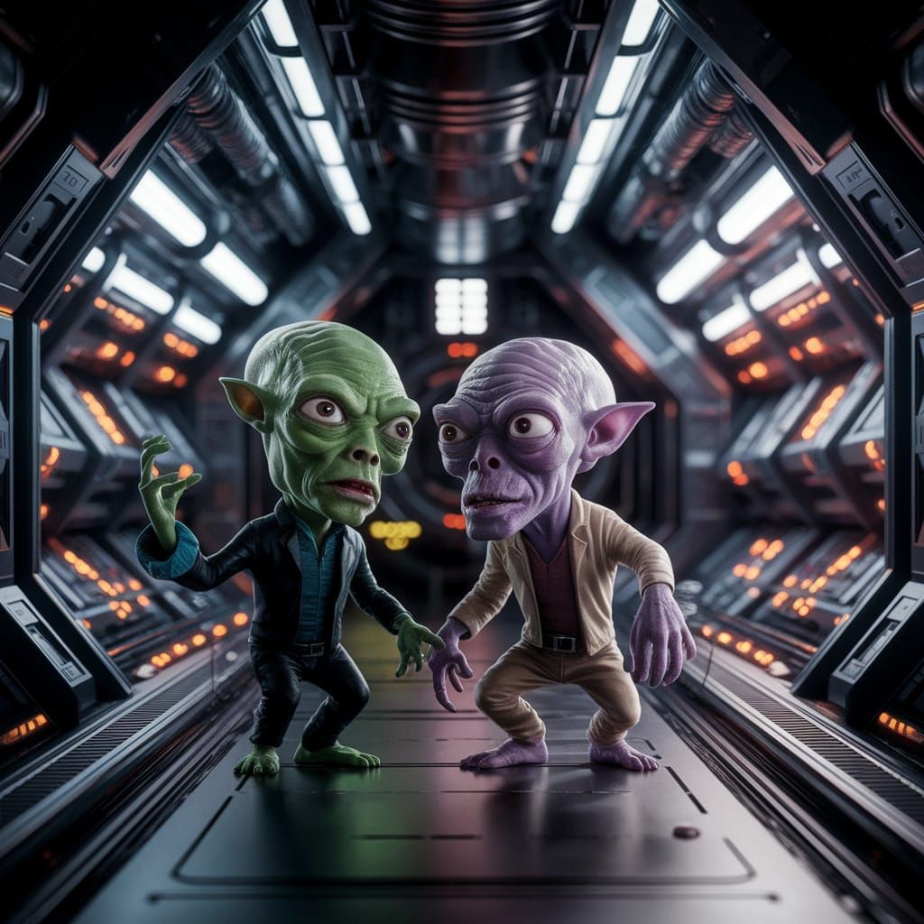 Alien Figures in a Bizarre Space Odyssey