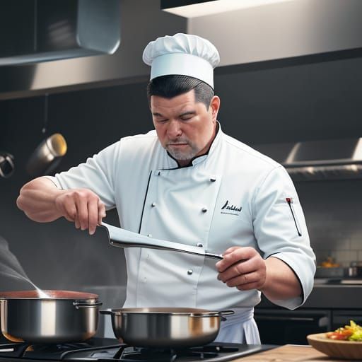 Famous Chef Cooks: Vibrant Digital Culinary Art