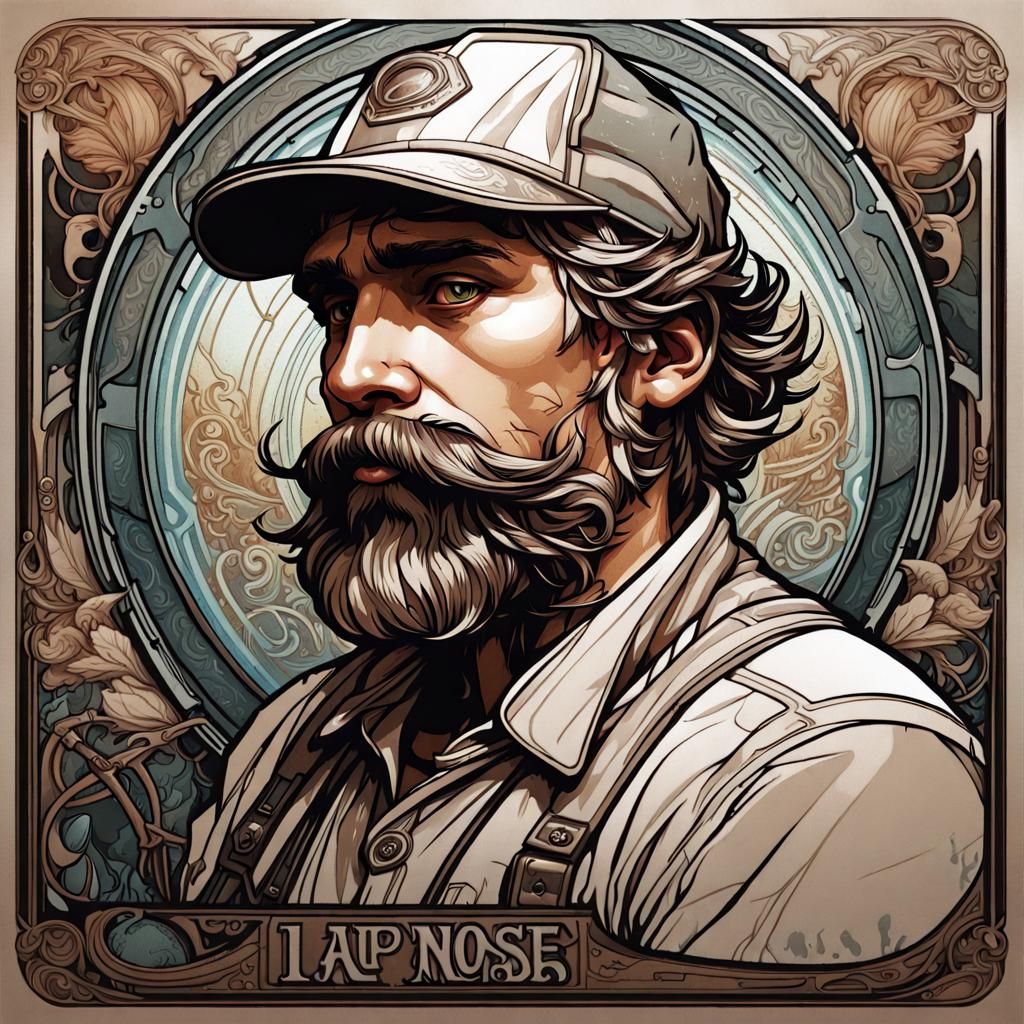 Construction Worker in Art Nouveau Style