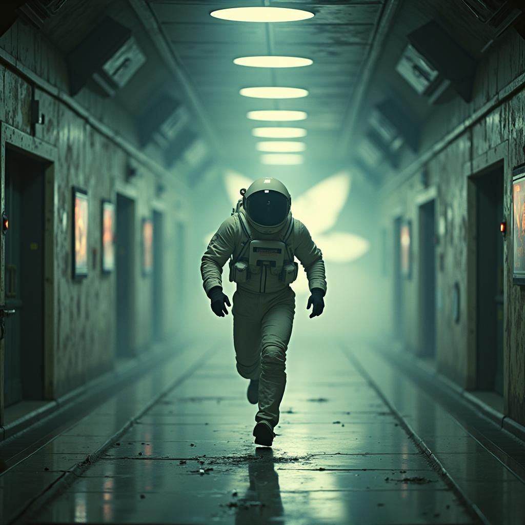 Cinematic Space Escape with Alien Shadows