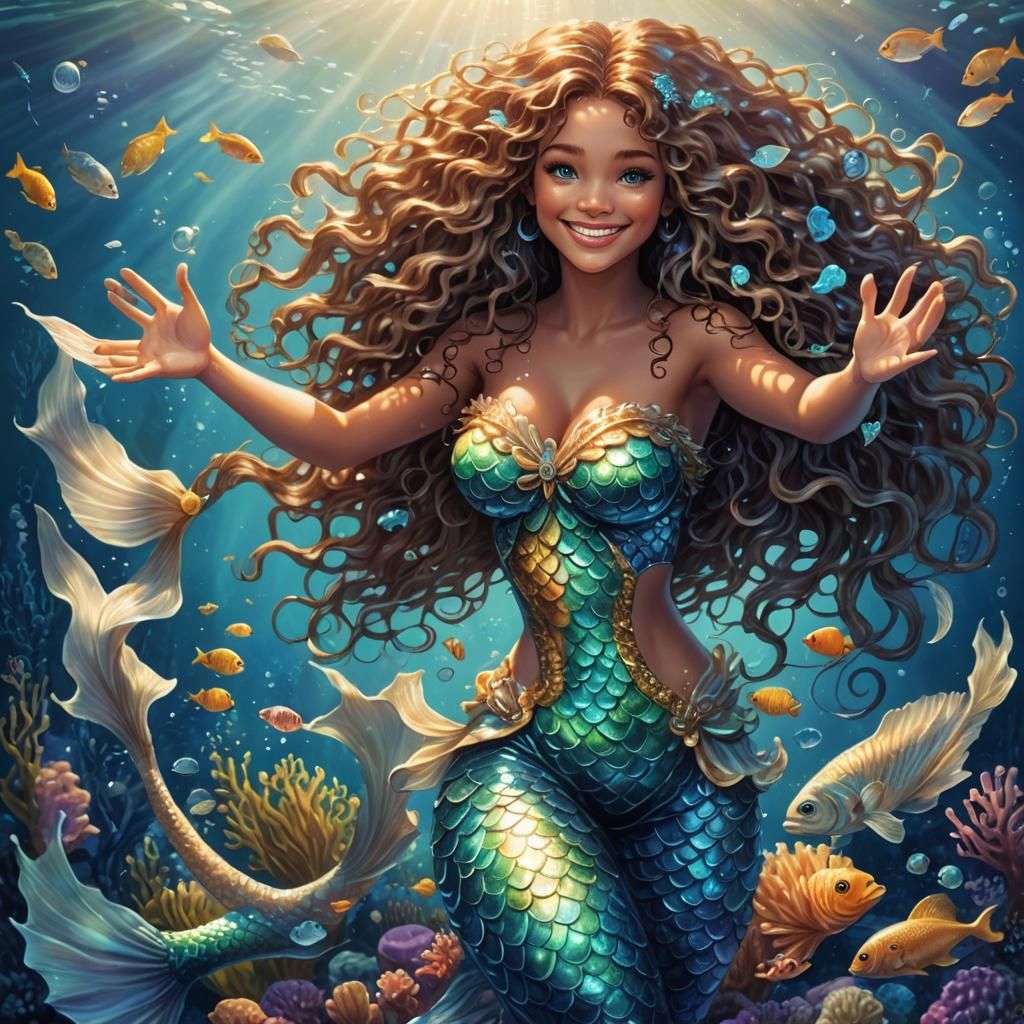 Luminescent Mermaid Offering an Embrace