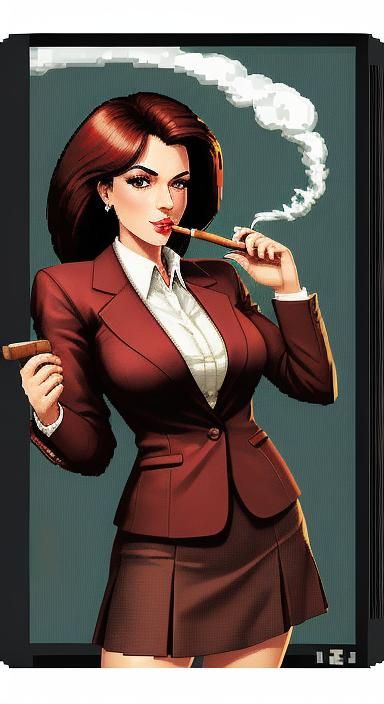8-Bit Businesswoman Smoking Cigar: Retro Game Art