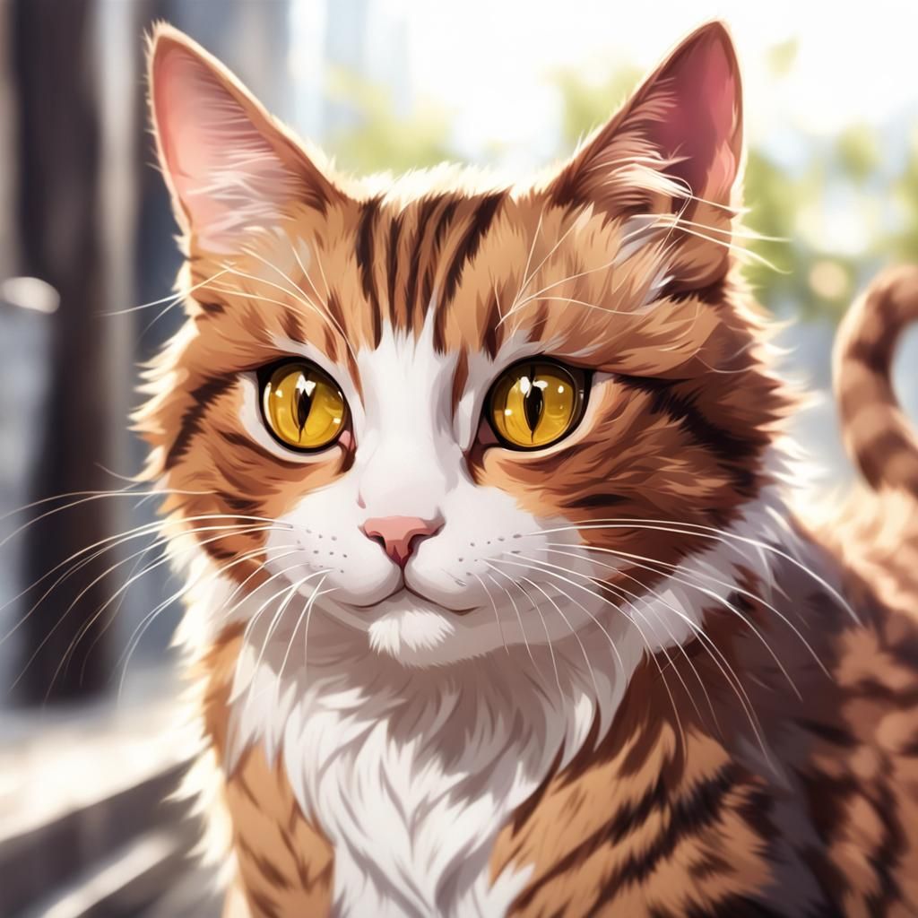 Anime Cat with Amazing Brown Eyes