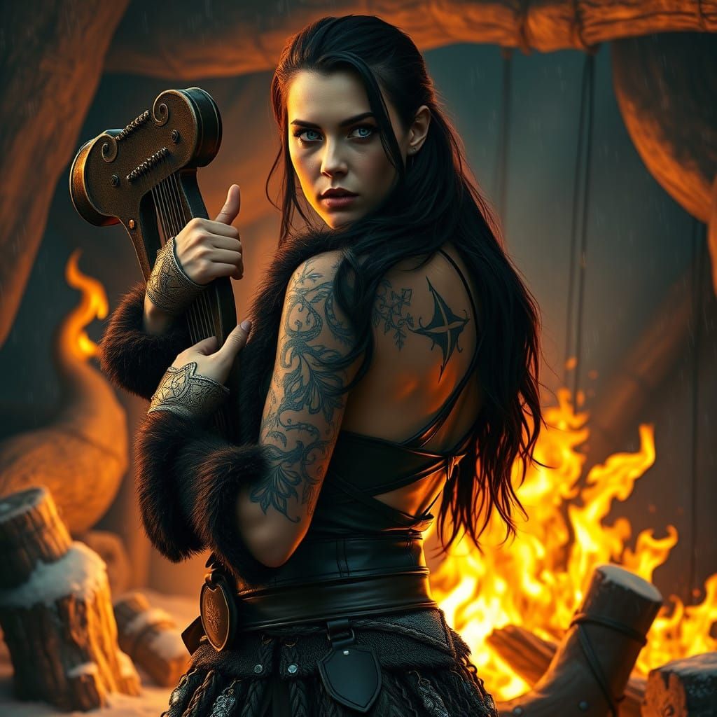 Gritty Viking Warrior-Poet in Leather Armor