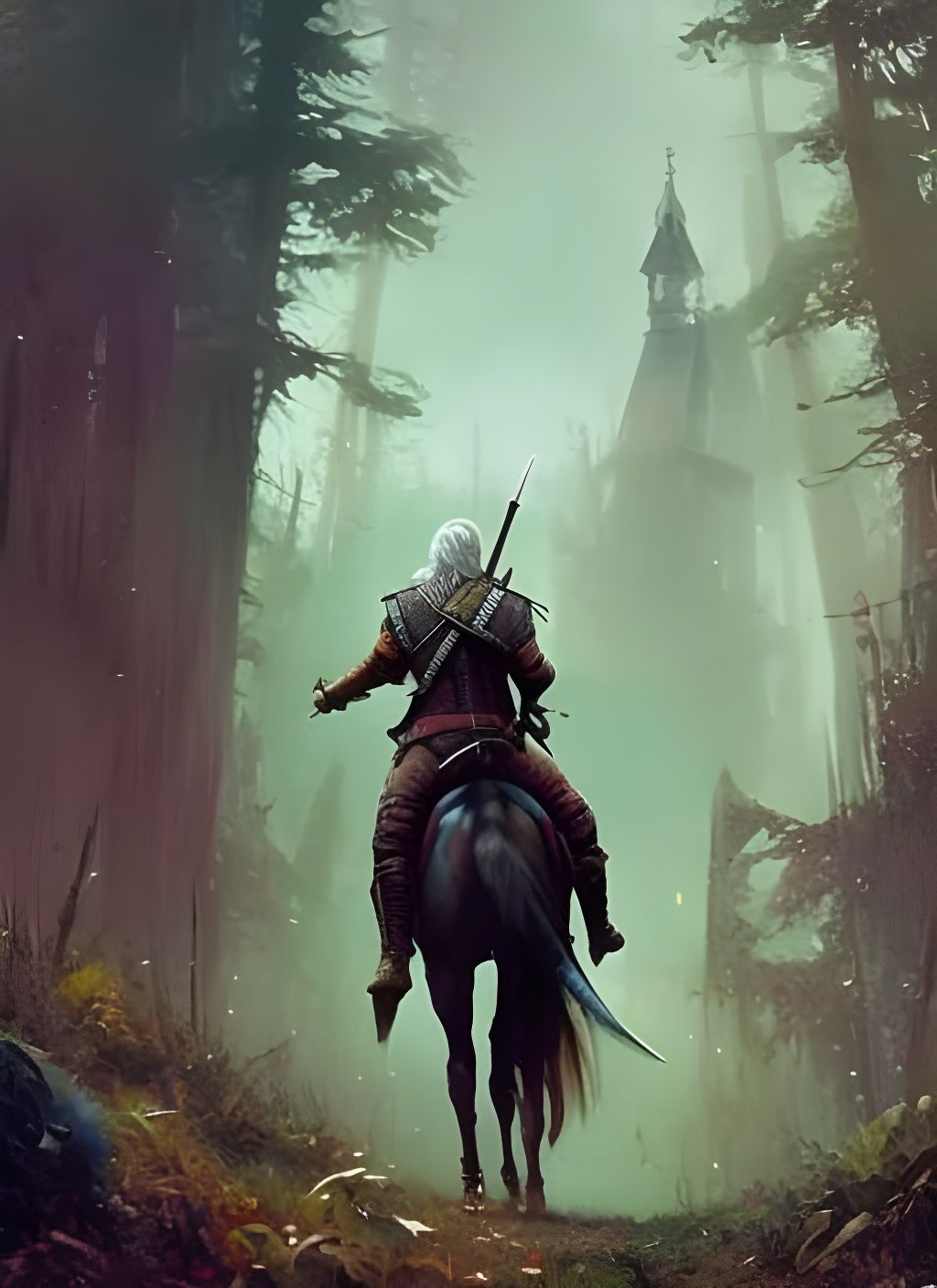 Crayon Caricature of Witcher Character in Whimsical Style