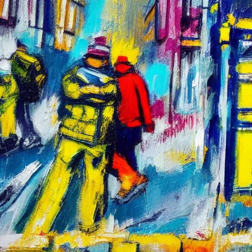 Fauvist Expressionist Cityscape with Vibrant Brushstrokes