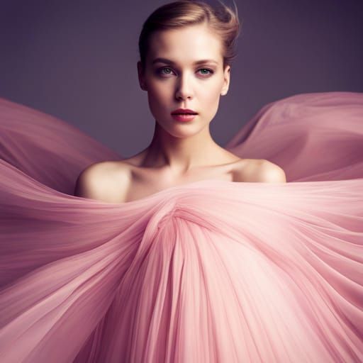 Woman in Pink Ballgown AI Generated Image