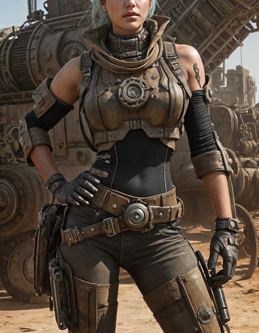 Dystopian Female Cowboy Rides into Dieselpunk Desert