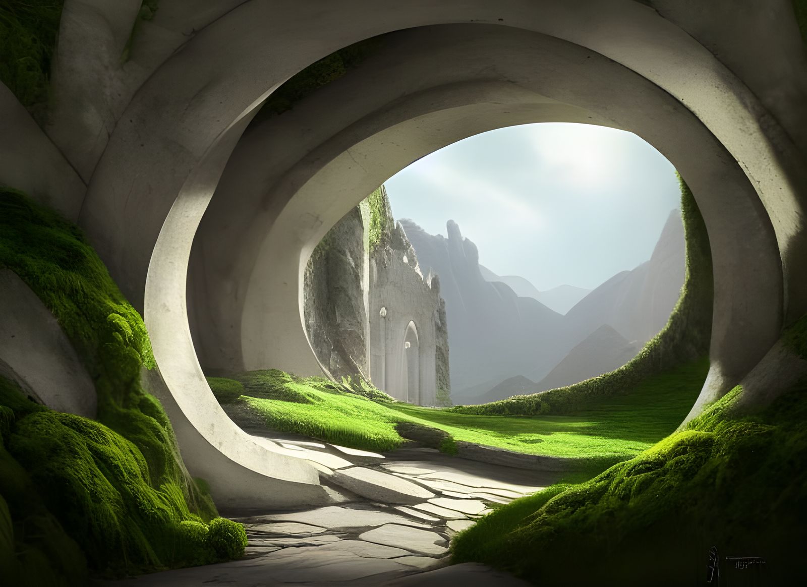 Magical Gateway Matte Painting in Hyperrealism