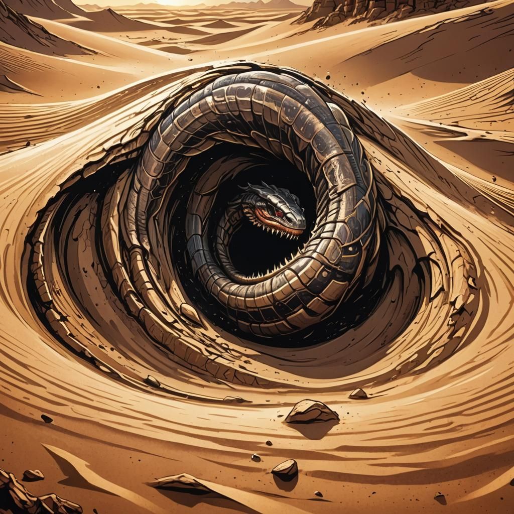 Alien Sandworm Emerges in Comic Book Style