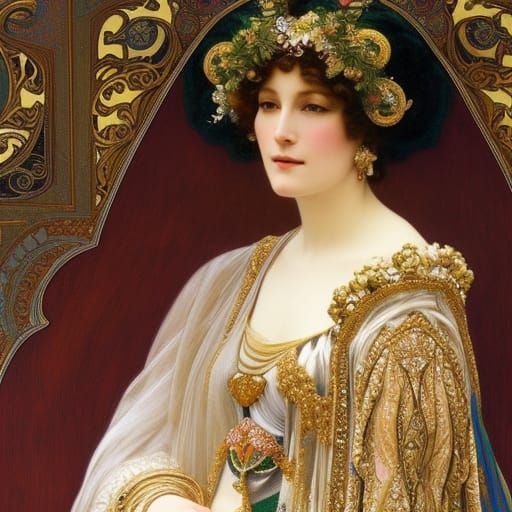 Byzantine Noblewoman Portrait in Art Nouveau Style