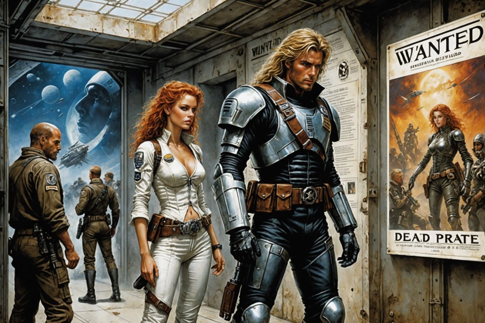 Space Ranger Finds Wanted Poster in Spaceport