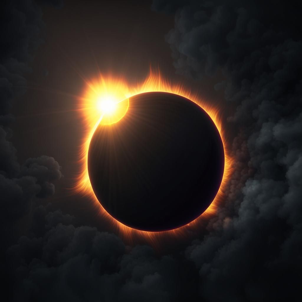 Sun During Solar Eclipse in Detailed Matte Painting
