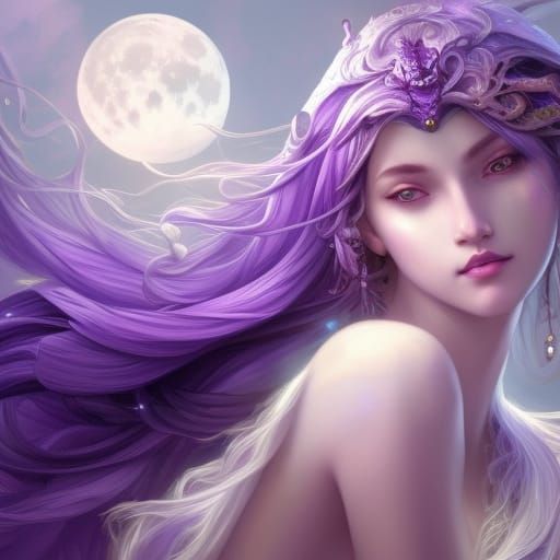 Moon Elf Queen Portrait in Island Port City