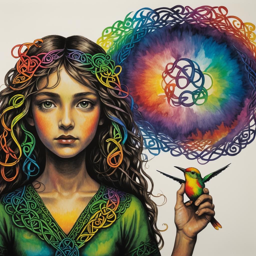 Surreal Celtic Bird Silhouette in Rayograph Style